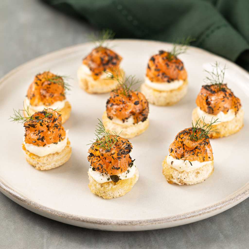 Canapé Creme de Limão Siciliano com Gravlax de Salmão e Dill