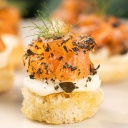 Canapé Creme de Limão Siciliano com Gravlax de Salmão e Dill