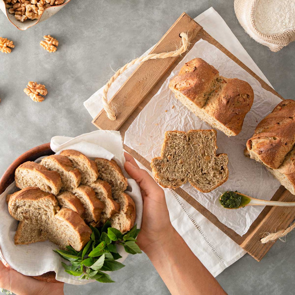 Pão Pesto com Nozes 