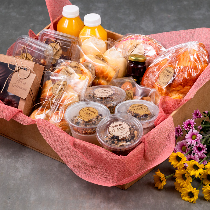Cesta de café da manhã dia das mães - Serve 4 pessoas