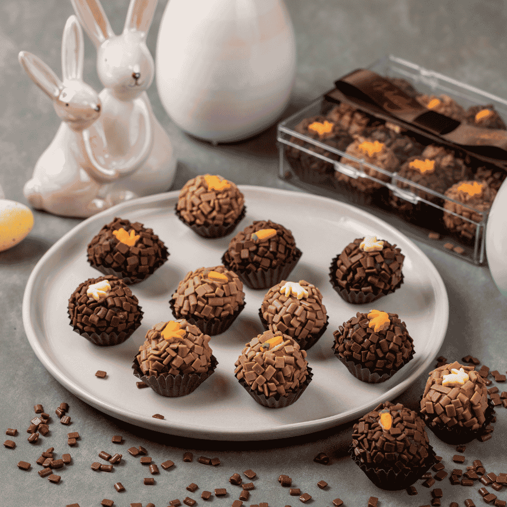 Caixa com 12 Brigadeiros - Brigadeiro Tradiconal e Brigadeiro de Caramelo