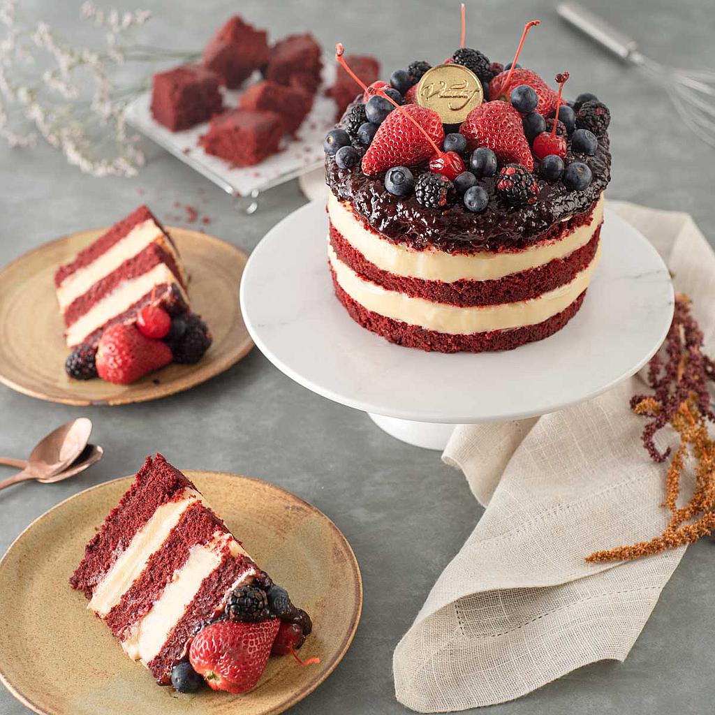 Naked Cake Red Velvet de Frutas Vermelhas 